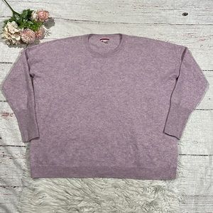 J. Crew Heather Orchid Purple Cashmere Crewneck Boyfriend Sweater